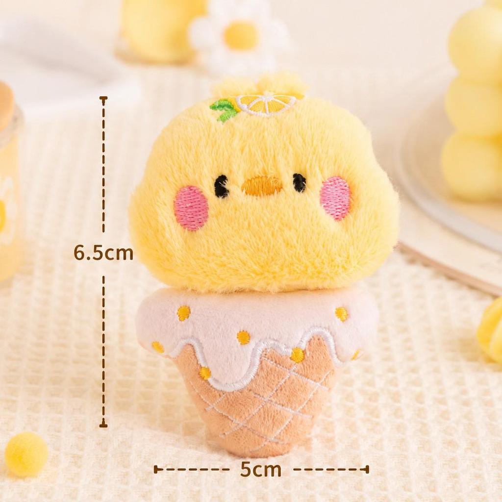 Adorable Ice Cream Dog Keychain Plush Pendant for Bags