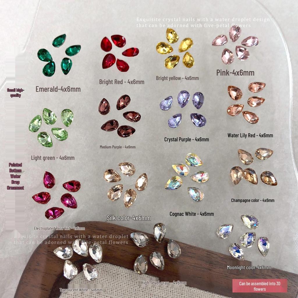 Peony Rhinestone Nail Art: Sparkling Crystal Five-Petal Flower Press-On Decorations