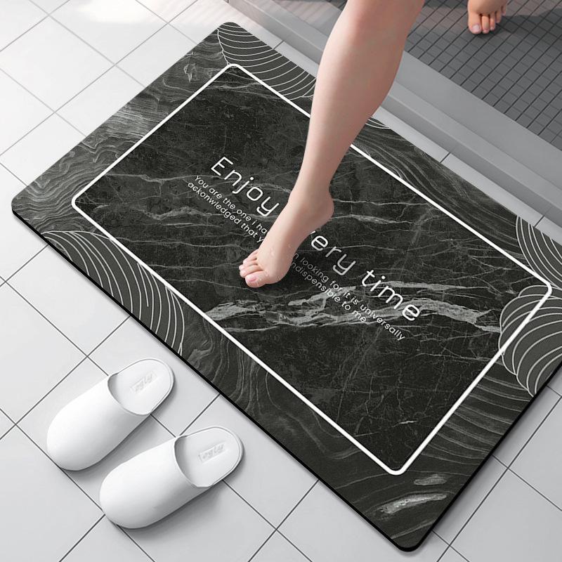Nordic Style Marble Pattern Diatom Mud Bath Mat - Non-slip, Water-Absorbent, Quick-Drying, Wear-Resistant Foot Mat