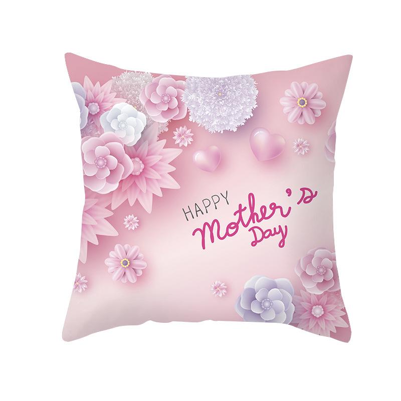 New Mother's Day Printed Pillow Cover Peach Skin Home Sofa Decoration Pillow Bedroom Cushion Pillow Cover