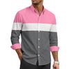 Men's Casual Stylish Striped Printed Shirt - Men's Lapel Buttoned Long-sleeved Shirt