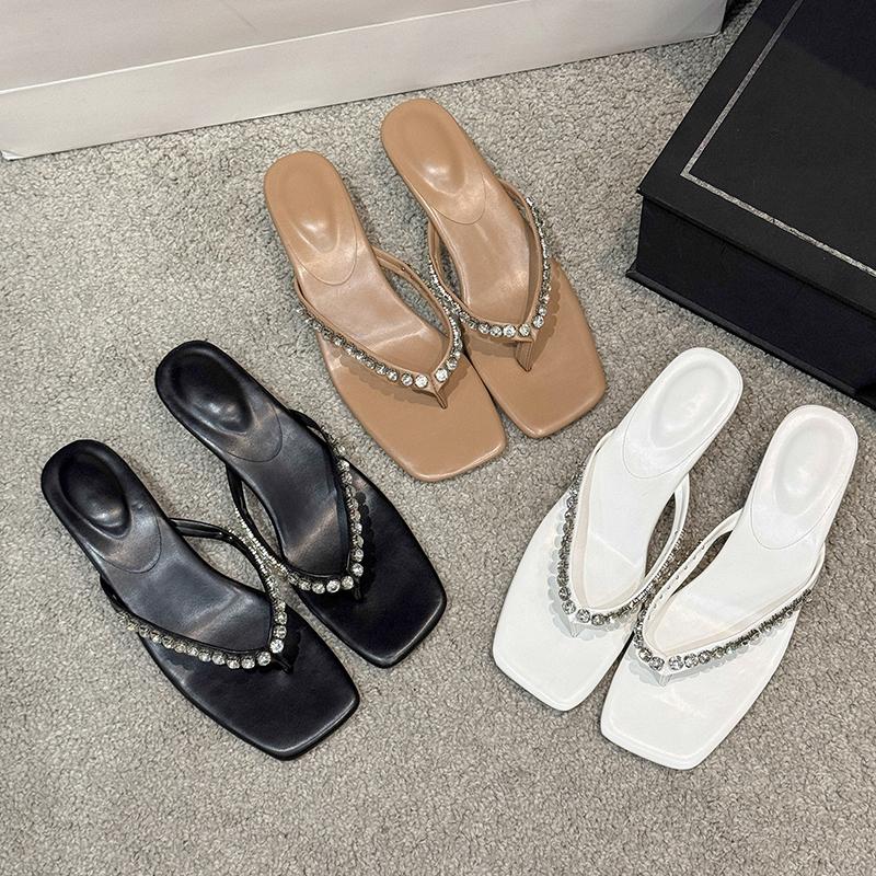 Fashion New Style Luxury Women's Glitter Slides Slippers Women Summer Female Shoes Low Thin Heels Fashion Rubber Flip Flops Jelly Luxury
