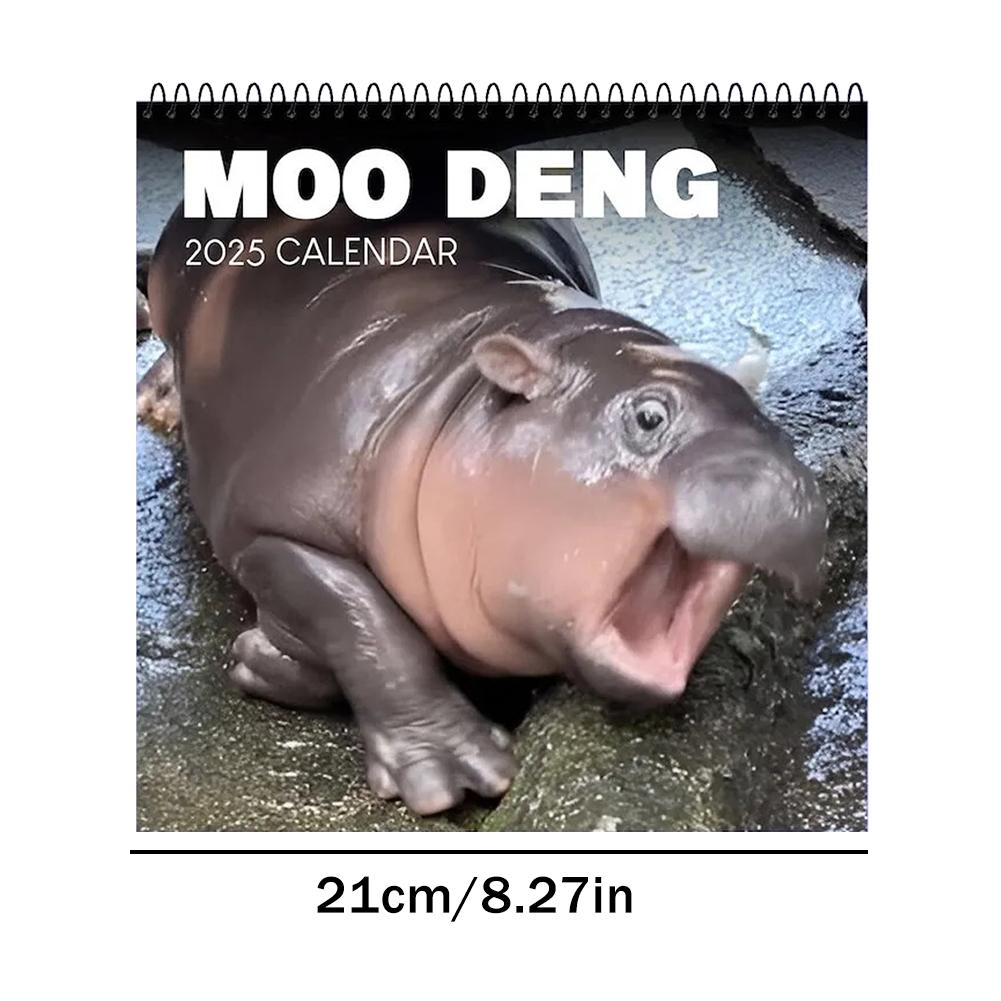 Calendar Creative Cartoon Hippopotamus Ornament Cute Desktop Decoration 50 Page Copperplate Paper Calendar Practical Date