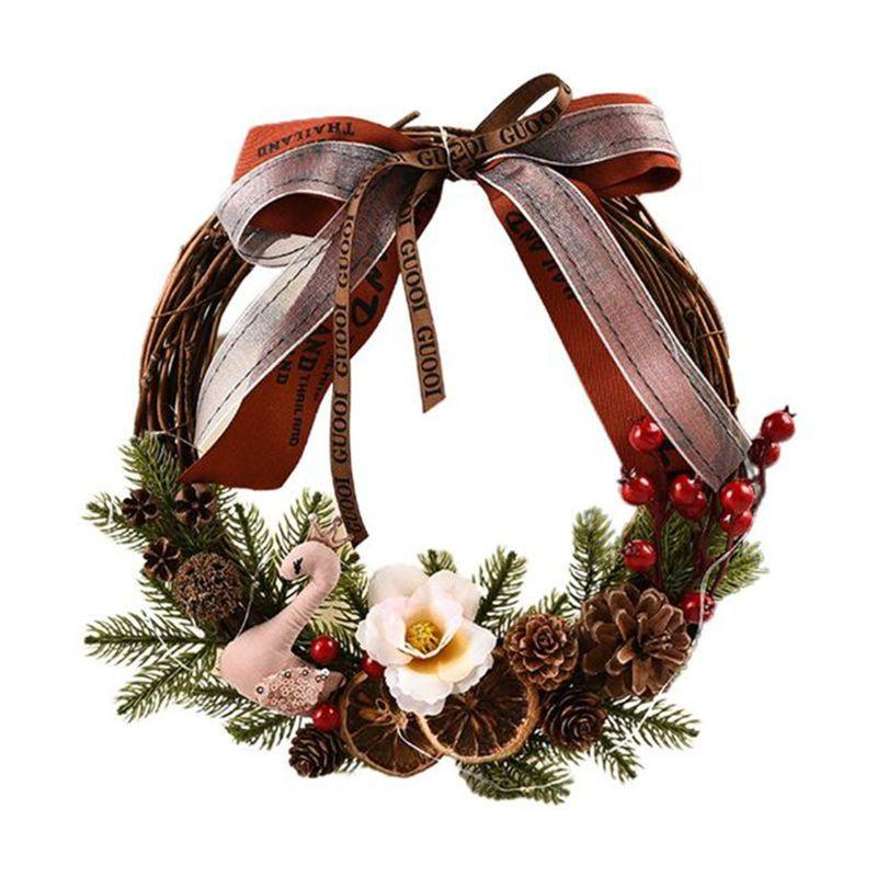 Stunning Christmas Rattan Wreath Garland For Front Door And Wall Decor With Pinecones