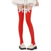 Christmas Thigh High Stockings Over the Knee Socks Halloween Cosplay Costumes for Womens Red Thigh High Socks with Bows