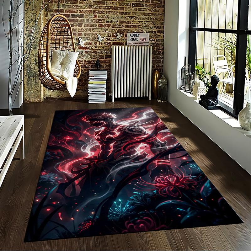 Fiery Warrior Designed floor mat, suitable as a non-slip mat for the living room or bedroom sofa