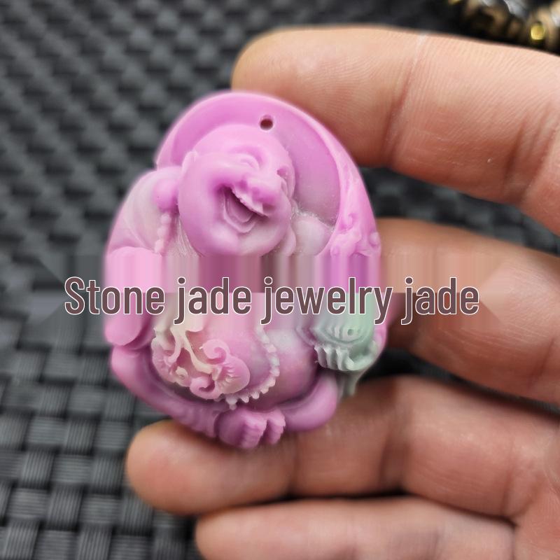 Yanyuan Agate Jade Pendant - Pink Floral Nine-Tailed Fox Sugilite Design