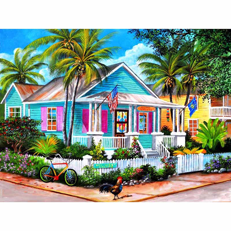 New 5D DIY Diamond Painting Scenic Lodge Diamond Embroidery Scenery Cross Stitch Full Round Drill Home Decor Manual Gift