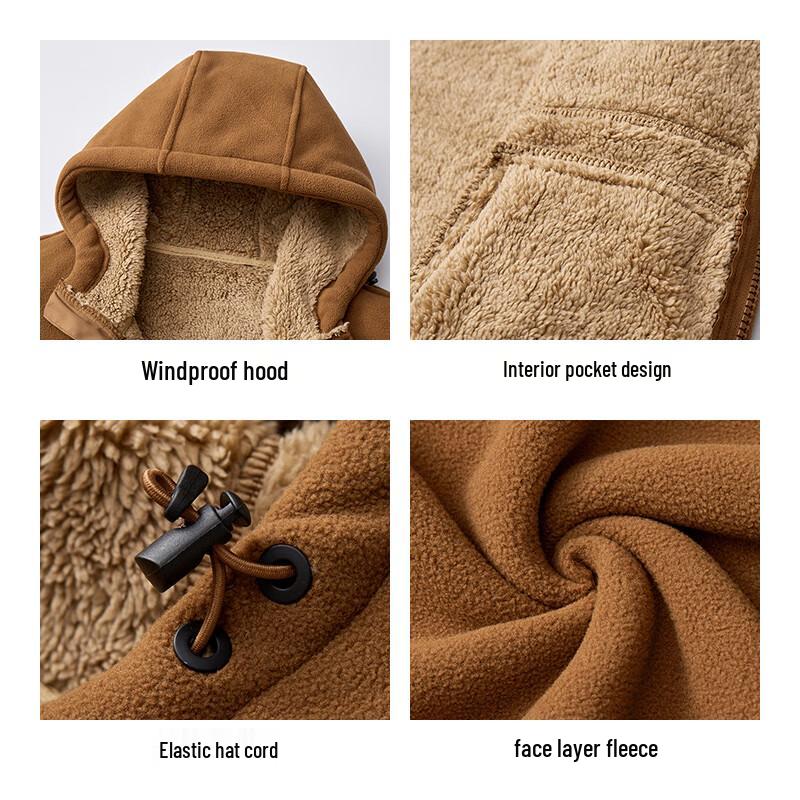 MIIOW Men's Winter Fleece Lined Hooded Cotton Jacket