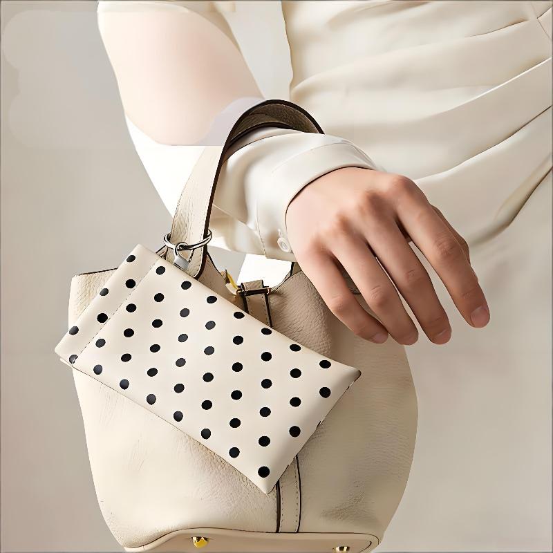 1Pc Polka Dot Eyeglass Pouch With Keychain Portable Scratch-Resistant Soft Glasses Case Storage Bag For Women Daily Use Travel