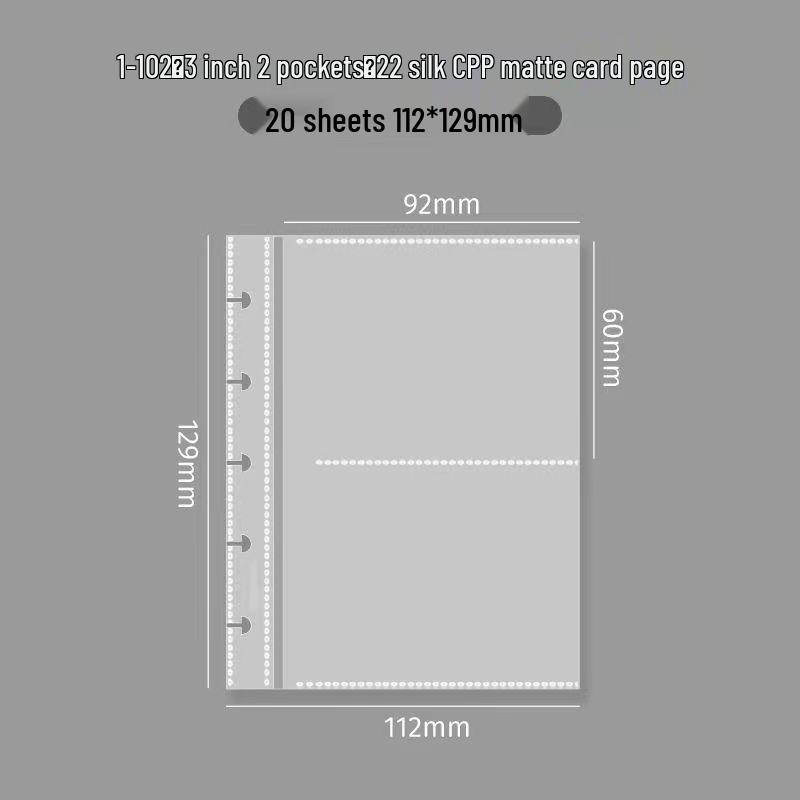 RINGNOTE Compact 3" Transparent 2-Pocket Card Album with Mushroom Hole for Desktop Display