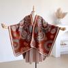 Fashion Women'S Winter Warm Cashmere Shawl - Floral Oil Painting Printed Pashmina Thick Wrap, Poncho & Echarpe