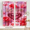 2PCS Pink Purple 'LOVE' Rose Curtains   Confession Style   Valentine's Day   Bedroom Living Room   Pull up Pocket Style