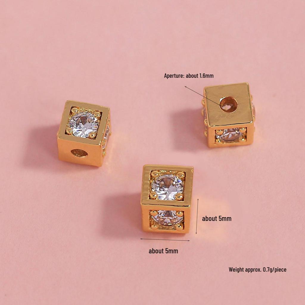 18K Zlaté korálky-rozlišovače se zirkony pro výrobu šperků