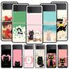 Cute Cartoon Black Cat Phone Case For Samsung Galaxy Z Flip3 Flip4 Flip5 Case Shell For Z Flip 3 4 5 6 7 Hard Folding Cover