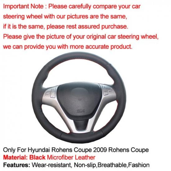 For Hyundai Rohens Coupe 2009 Rohens Coupe Hand Sewing Car Steering Wheel Cover