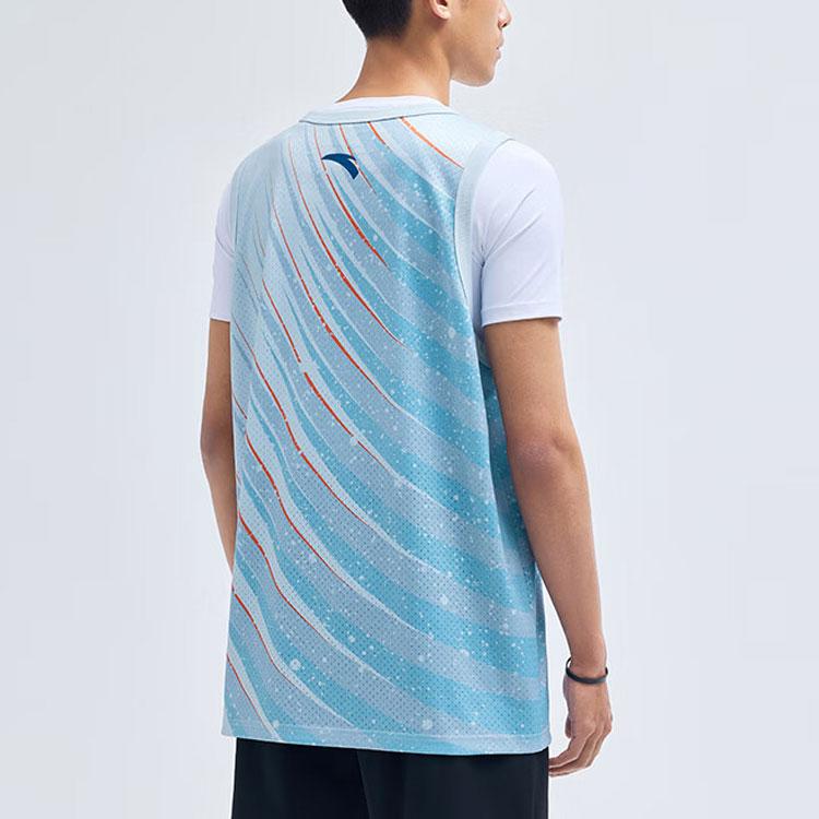 Men's ANTA KT Tank Tops Men's River Blue Crew Neck Thin Racerback