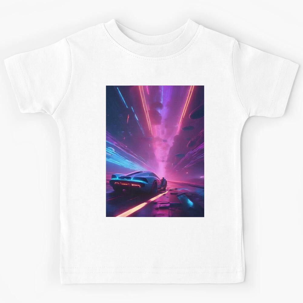 Supercar in Neon Futuristic city Kids T-Shirt 150