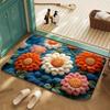 FlowerThickening Bathroom Cashmere Mat Bath Non-slip Carpets In Wash Basin Bathtub  Floor Rug Shower Room Doormat Memory Foam 3D Pad