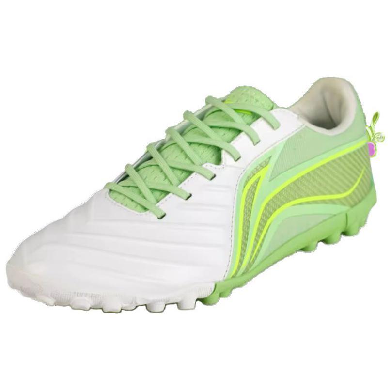 Li Ning Jin Ban Beng Ci Ding Grassland Shock Absorption Anti-Slip Wear-Resistant Football Shoes Men Football Shoes White Green ASTT0133