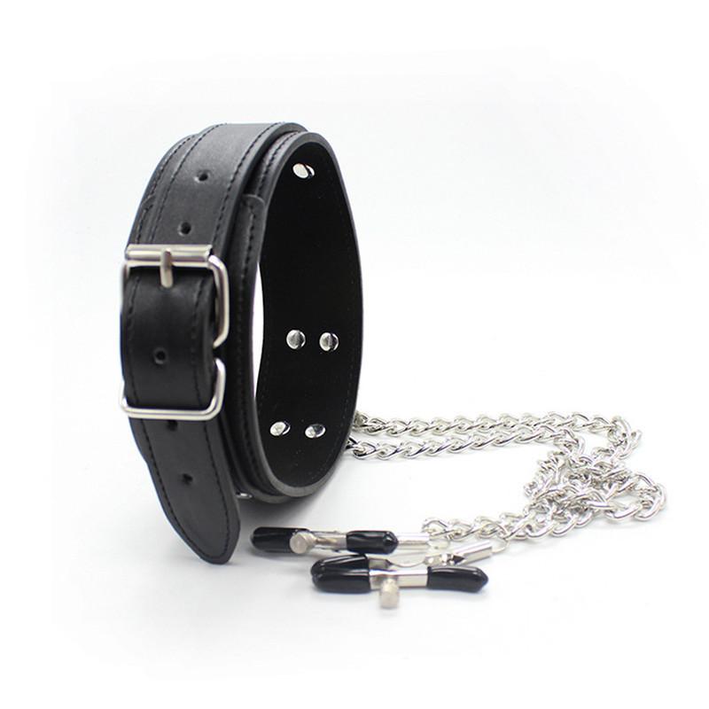 Nipple Stimulators Chains Slave Collar with Breast Clamps  Bondage Restraint Fetish Vagina Clitoris Sex Adult Shop Products