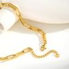 Jewelry Stainless Steel Embossed Rectangle Handmade Chain Gold Necklace Ladies 2259