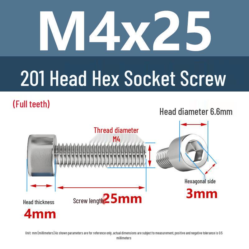 Yigu 201 Stainless Steel Cup Head Hexagon Screws and Bolts - M3, M4, M5, M6