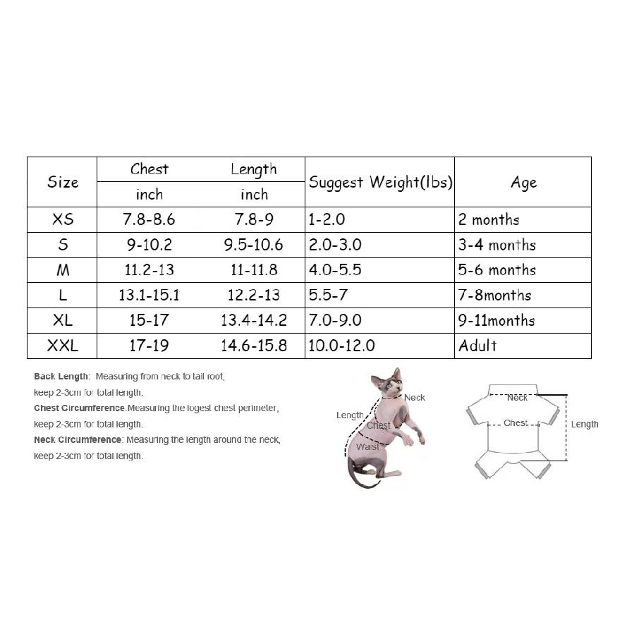 DUOMASUMI Sphynx Cat Clothing, Thin, Hairless, Breathable, Anti-drop Clothes for Cats, Summer