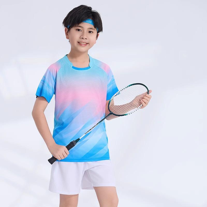 Custom Printed Quick-Dry Badminton Shirt Kids Unisex Sport Top Tennis Pickleball Training Competition Wear