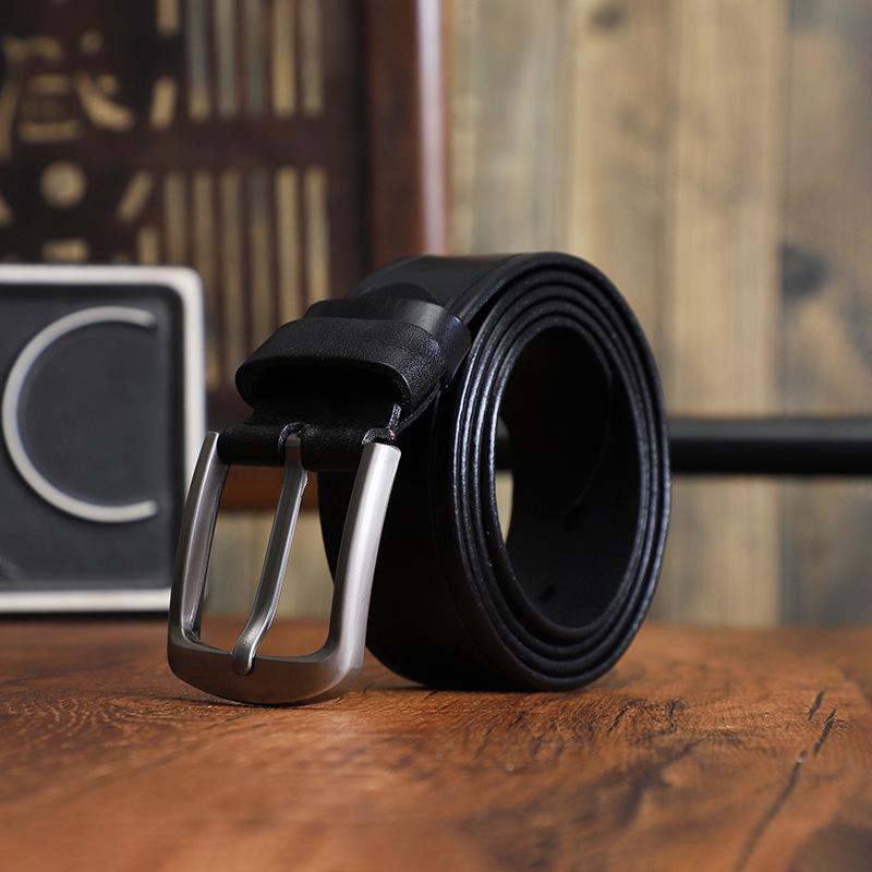 First Layer Cowhide Men'S Leather Belt Simple Casual Retro Style Youth Fashion Versatile Trendy Belt
