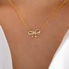 Diamond-encrusted alloy bow necklace, new jewelry women's pendant, niche high-end collarbone chain