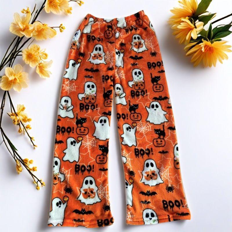 Halloween Women's Fleece-Lined Flannel Pajama Pants for Autumn/Winter – Warm & Casual