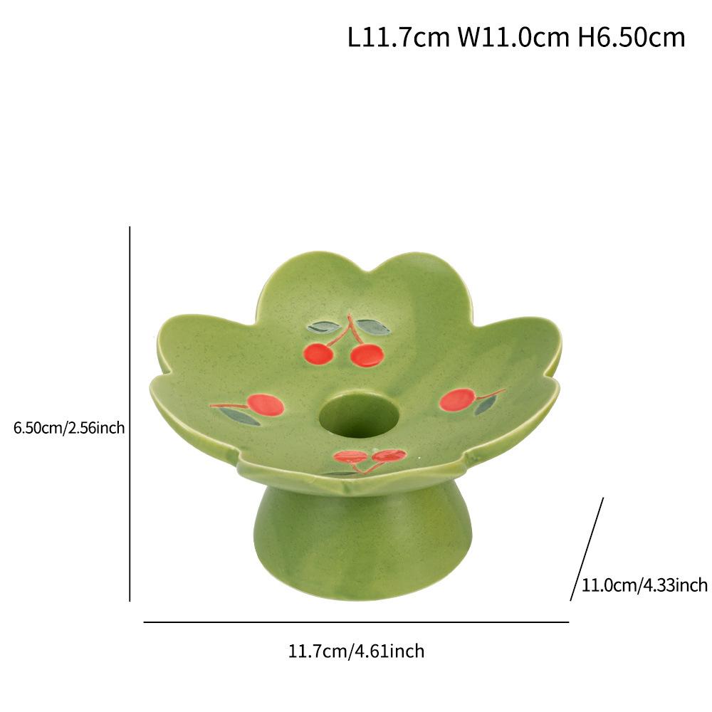 Креативный керамический подсвечник, расписанный вручную, в клетку с вишнями, держатель для свечи, подсвечник, аксессуары для домашнего декора