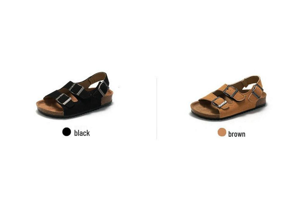 2026 Spring/Summer Kids' Cork Sandals: One-Strap Flip-Flops, Trendy Korean-Style, Double-Ring Design