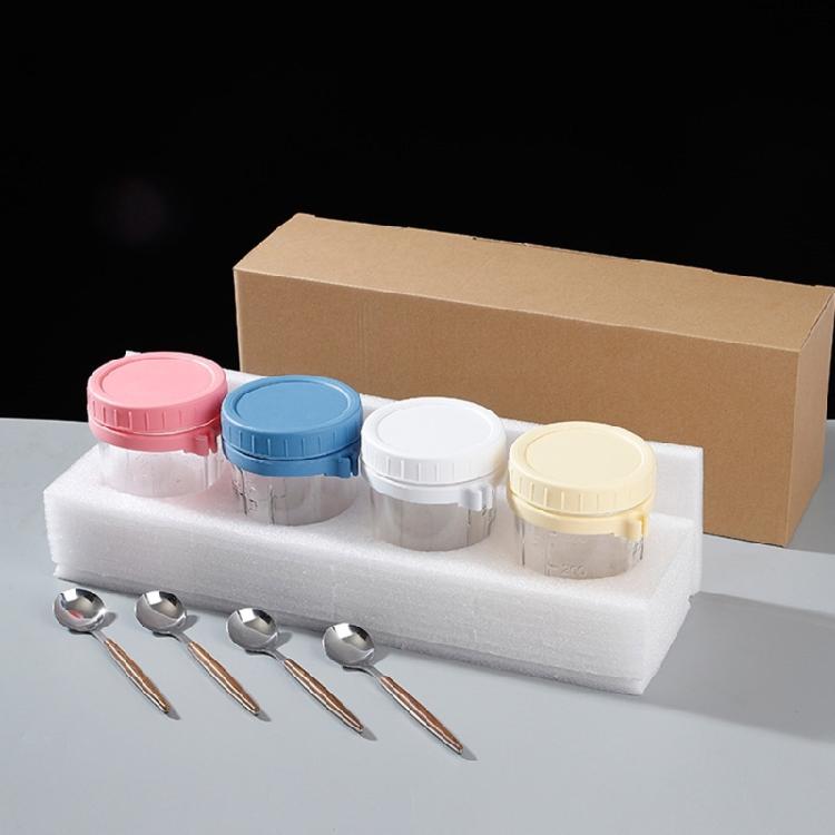 Stable Glass Cups with Lid and Spoon Functional Glass Oats Container With Lid And Spoons Perfect For Portable Meals