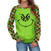 Women's Fashion Casual Long Sleeve Christmas Printed  Neck Sweatshirt Top