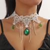 Fashion Bridal Lace Pearl Necklace White Lace Exaggerated Necklace Multi-layer Accessories