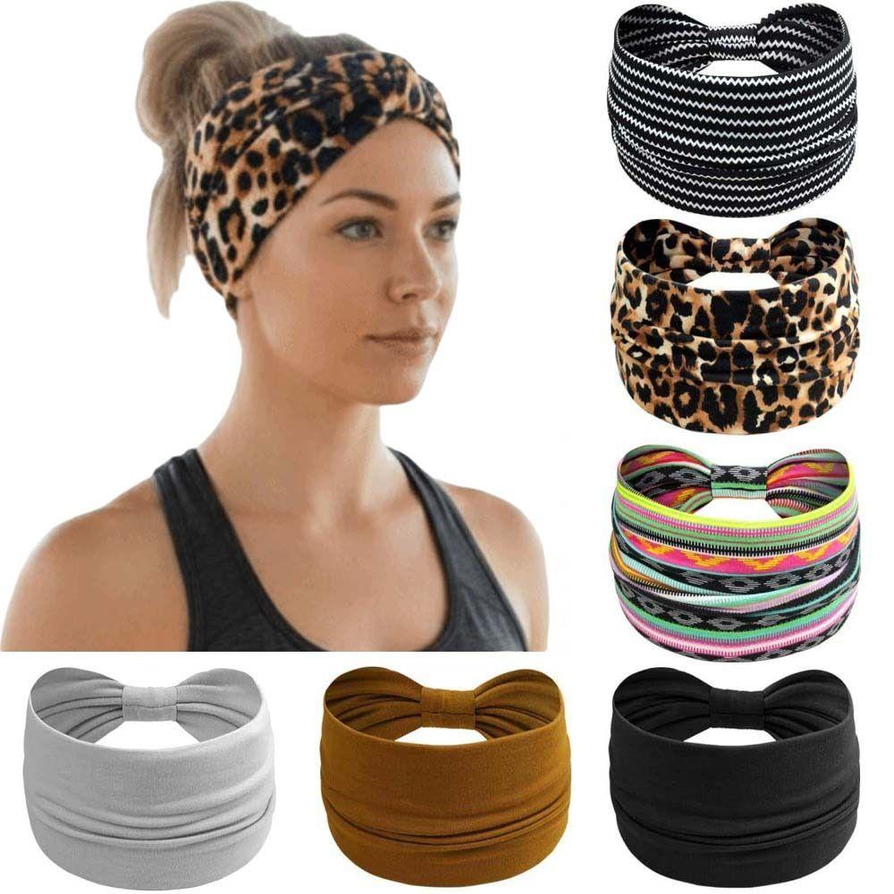 6 PCS Euro-American Style Sports Headband Hip-hop Printed Elastic Hairband Women