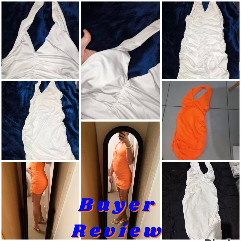 Sexy Dyp V Kveldsselskap Ermeløs Ryggløs Kjole Sommer Kort Halter Dame Tettsittende Klubb Minikjole Klubbantrekk Selskapsklær