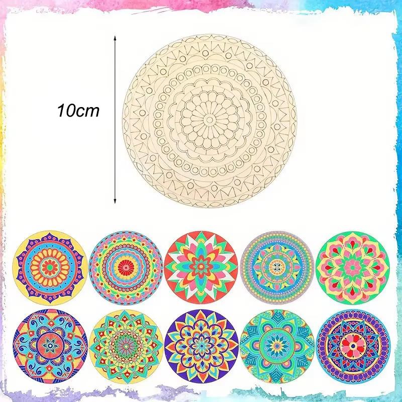 Wooden Mandala Painting10 Unfinished Wood Cutouts with for Making Kit Mandala Crafts for Painting DIY Crafts Home Decors