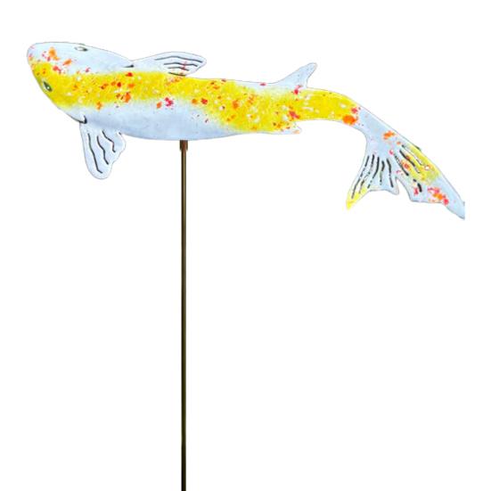 

Декоративный колышек для сада в виде карпа, металлический, красочный, яркий, украшение в виде рыбы, декор для улицы, колышек-карп для двора, газона, приподнятых грядок