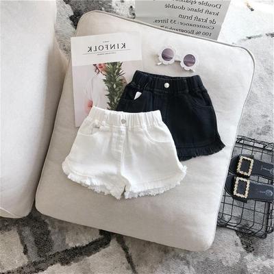 Kinder Sommer Hosen im koreanischen Stil: Lässige weiße Jeans & schwarze Shorts für Mädchen