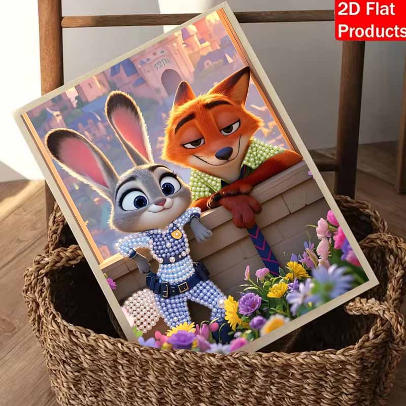 Disney Pearl Painting DIY Zootopia Judy and Nick Pearl Art Painting Pearl Gem Painting, Home Wall Decoration Crafts