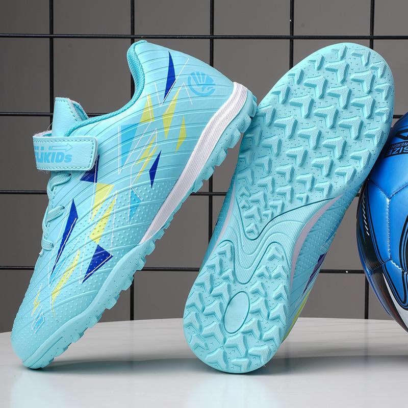 New Velcro football shoes boys and girls broken nails TF primary school students game artificial training shoes