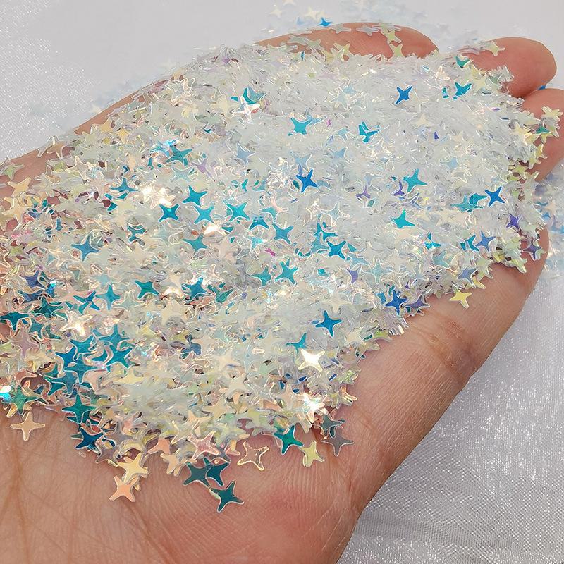 

Прозрачный точечный золотой блестящий макияж для глаз и украшения ногтей с блестящими бусинами для поделок своими руками 4mm four-pointed star - 10g/bag прозрачный/золотой