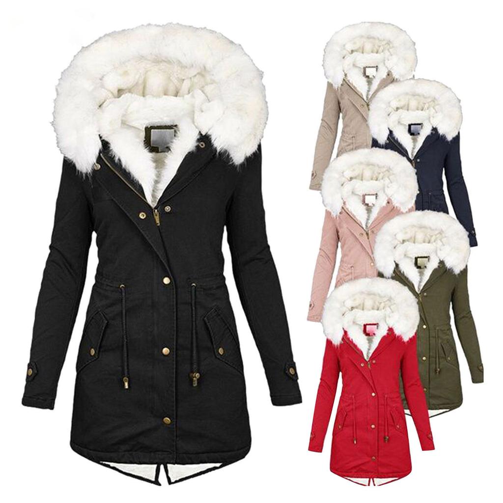 Autumn Winter Warm Windproof Women  Parka Long Thick Hooded Loose Long Coat Plus Size Plus Size