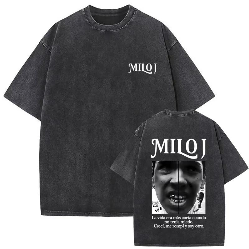 Washed Vintage Rapper Milo J Music Album Logo Merch Tshirt Unisex Women Hip Hop Fashion Oversized T Shirts Streetwear