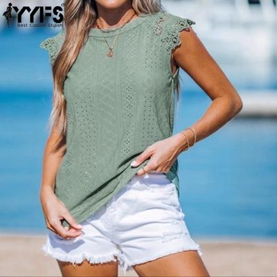 Women's Fashion Casual Summer Spring Solid Color Print Short Sleeve O-Neck Blouses & Shirts