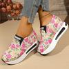 Fashion Bling Flower Print Sports Shoes Women 2025 Lightweight Platform Sneakers for Woman Retro Low Top Casual Shoes Female