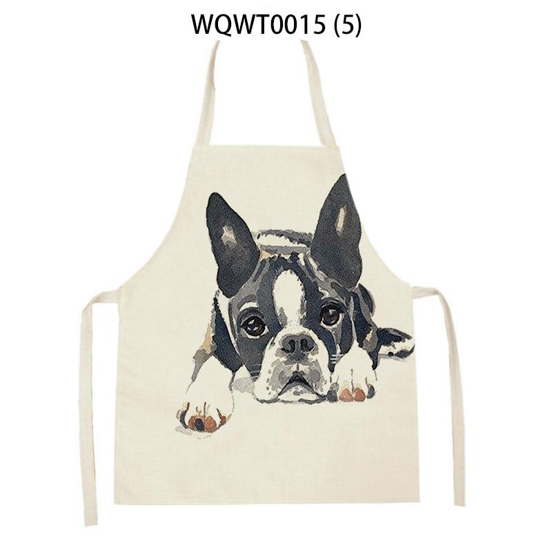Adult Kids Kitchen Apron Funny Cartoon Dog Printed Sleeveless Linen Baking Aprons for Men Women Home Cleaning Tools Delantal